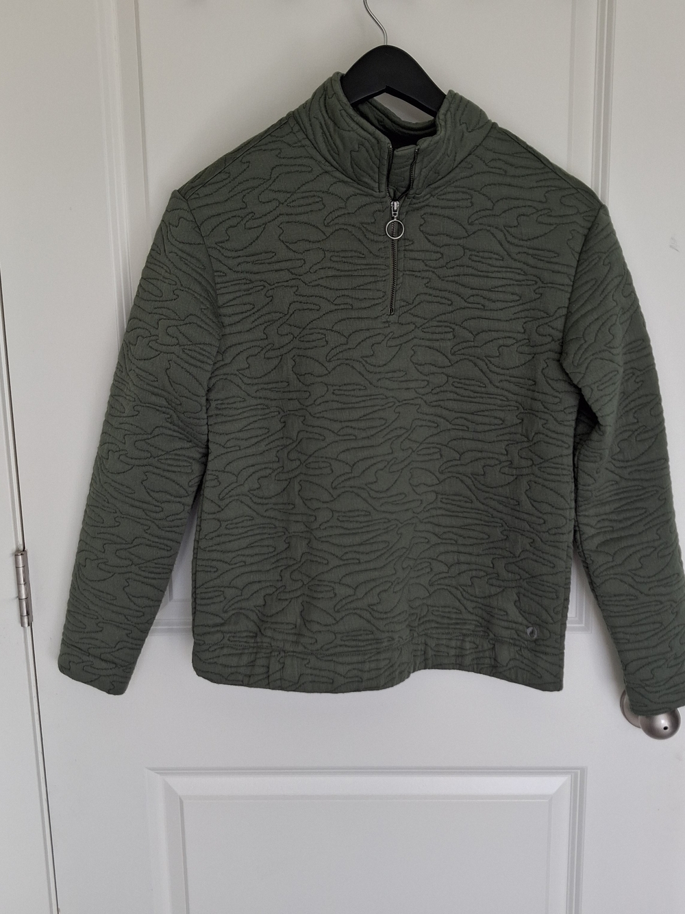 The American Outdoorsman Women's Textured Quarter-Zip Pullover, Olive Green -M
